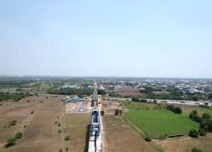 MAHSR Viaduct construction through SBS (Over-slung) method, Surat District, June 2023