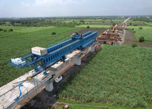 MAHSR Viaduct construction through SBS (Over-slung) method, Surat District, October 2023 (2)
