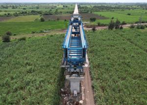 MAHSR Viaduct construction through SBS (Over-slung) method, Surat District, October 2023