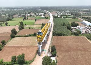MAHSR Viaduct construction through SBS (Over-slung) method, Vadodara District, October 2023