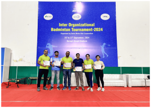 NHSRCL participated in the inter-organizational badminton tournament 2024 organised by DMRC with teams from RITES, DMRC, NHSRCL and NCRTC.2