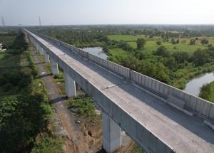 Noise Barrier Erection Work in Progress, Navsari District, October 2023