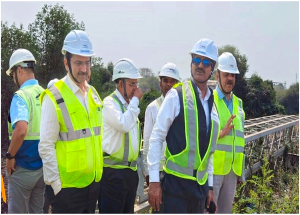Shri Vivek Kumar Gupta, MDNHSRCL along with DirectorProjects, inspected the Desai Khadi and Thane Bullet Train station construction sites on February 27, 2025