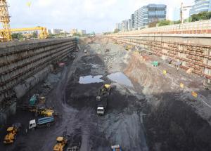Under construction Mumbai underground station excavation work, August 2024 (2)