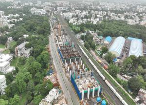 Under construction Vadodara Bullet Train station, August 2024