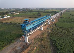 Viaduct construction through SBS (Over-slung) method, Bharuch District, February 2024