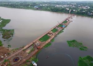 Well Foundation Work at Tapi River, Surat District, August 2023