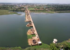 Well Foundation Work at Tapi River, Surat District, June 2023
