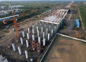Work in Progress at Bharuch Bullet Train Station, Bharuch District, February 2024