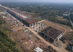 Work in Progress at Bharuch Bullet Train Station, Bharuch District, February 2024