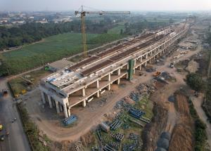 Work in Progress at Surat Bullet Train Station, Surat District, December 2023