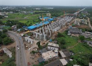 MAHSR Viaduct construction through SBS (Over-slung) method at Vadodara District, September 2023