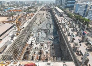 Mumbai Bullet Train Station – Excavation and Slab reinforcement work in progress for Mumbai Ahmedabad Bullet Train project