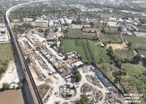 Completed viaduct and Track construction work near Vadodara