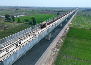 Track work in progress on Mumbai Ahmedabad Bullet Train Corridor