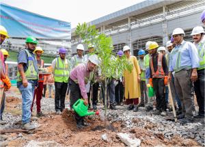 Tree plantation drive at Anand Bullet Train Station site, marking a green beginning for the Mumbai-Ahmedabad Bullet Train Stations
