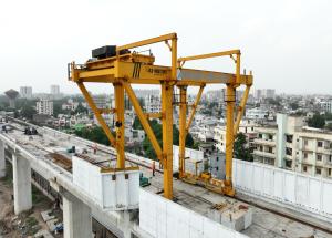 Noise Barrier installation work in progress on Mumbai Ahmedabad Bullet Train viaduct