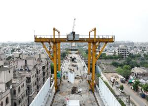 Noise Barrier installation work in progress on Mumbai Ahmedabad Bullet Train viaduct