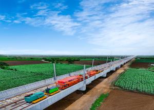 Track construction work in progress in Navsari district for Mumbai Ahmedabad Bullet Train project