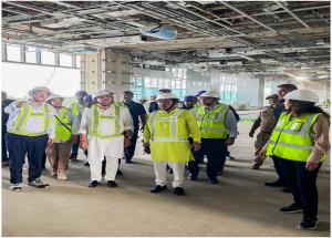 Hon’ble Minister of Railways, Shri Ashwini Vaishnaw along with Hon’ble Member of Parliament (Surat) Shri Mukesh Dalal visited under construction Surat  Bullet Train station and inspected track installation works on 27th September 2025