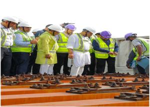 Hon’ble Minister of Railways, Shri Ashwini Vaishnaw along with Hon’ble Member of Parliament (Surat) Shri Mukesh Dalal visited under construction Surat  Bullet Train station and inspected track installation works on 27th September 2025