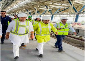 Hon’ble Minister of Railways, Shri Ashwini Vaishnaw along with Hon’ble Member of Parliament (Surat) Shri Mukesh Dalal visited under construction Surat  Bullet Train station and inspected track installation works on 27th September 2025
