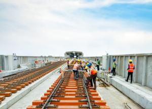 Installation of turnout crossing near Surat Bullet Train station