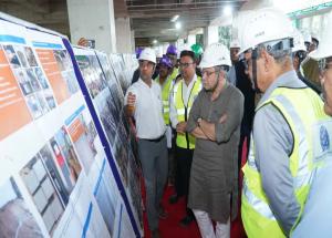 Shri Ashwini Vaishnaw, Hon'ble Minister of Railways visited key construction sites of Mumbai–Ahmedabad Bullet Train project in Sabarmati, Ahmedabad on 9th October 2025