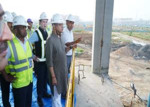Shri Ashwini Vaishnaw, Hon'ble Minister of Railways visited key construction sites of Mumbai–Ahmedabad Bullet Train project in Sabarmati, Ahmedabad on 9th October 2025