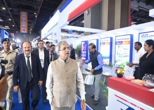 Shri Satish Kumar, Chairman & CEO, Railway Board, visited NHSRCL stall at IREE 2025. The stall showcased Mumbai–Ahmedabad Bullet Train Project