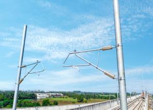 OHE electrification works progressing along the Mumbai Ahmedabad Bullet Train corridorm