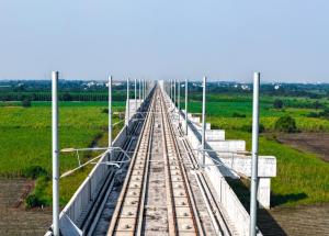 OHE electrification works progressing along the Mumbai Ahmedabad Bullet Train corridorm