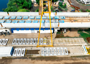 Track slabs are ready to be installed on viaduct for Mumbai-Ahmedabad Bullet Train project
