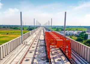 Track slab laying in progress near Surat for Mumbai Ahmedabad Bullet Train station