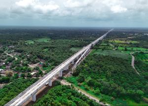 Viaduct construction work in progress at Bilimora