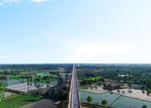 Overhead electrification work in progress in Anand district, Gujarat for Mumbai-Ahmedabad Bullet Train project