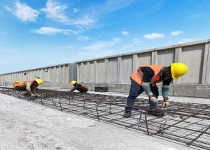 RC track bed construction work in progress in Anand district, Gujarat for Mumbai-Ahmedabad Bullet Train project