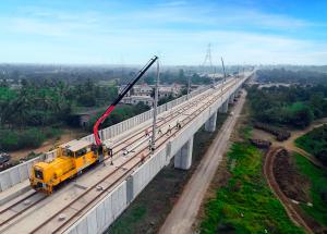 OHE mast installation underway in Navsari for Mumbai-Ahmedabad Bullet Train project