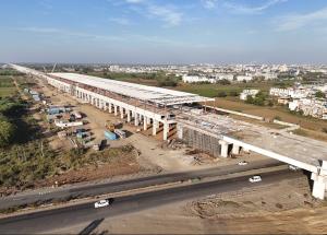 Work in progress at Bharuch Bullet Train station for Mumbai-Ahmedabad Bullet Train project