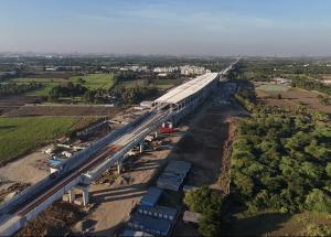Work in progress at Surat Bullet Train station for Mumbai-Ahmedabad Bullet Train project
