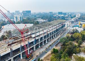 Work in progress at Vadodara Bullet Train station in Gujarat