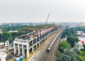 Work in progress at Vadodara Bullet Train station in Gujarat