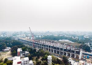Work in progress at Vadodara Bullet Train station in Gujarat