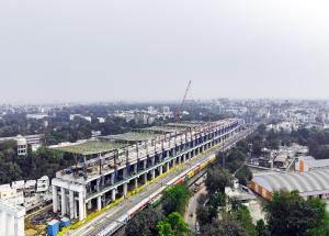 Work in progress at Vadodara Bullet Train station in Gujarat