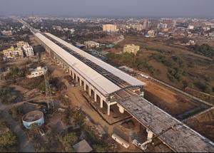 Work in progress at Vapi Bullet Train station for Mumbai-Ahmedabad Bullet Train project