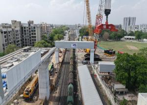 Heaviest portal beam launched over Indian Railway tracks in Ahmedabad on 8th April 2026