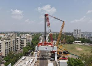Heaviest portal beam launched over Indian Railway tracks in Ahmedabad on 8th April 2026