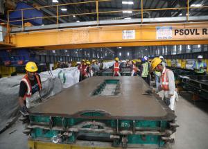 Track installation work on Mumbai-Ahmedabad Bullet Train Viaduct