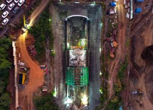 Work in progress at Shilphata Portal of the Mumbai Ahmedabad Bullet Train Project