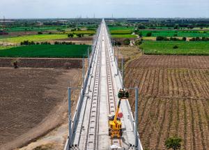 Electrification works are in progress along Mumbai–Ahmedabad Bullet Train Project